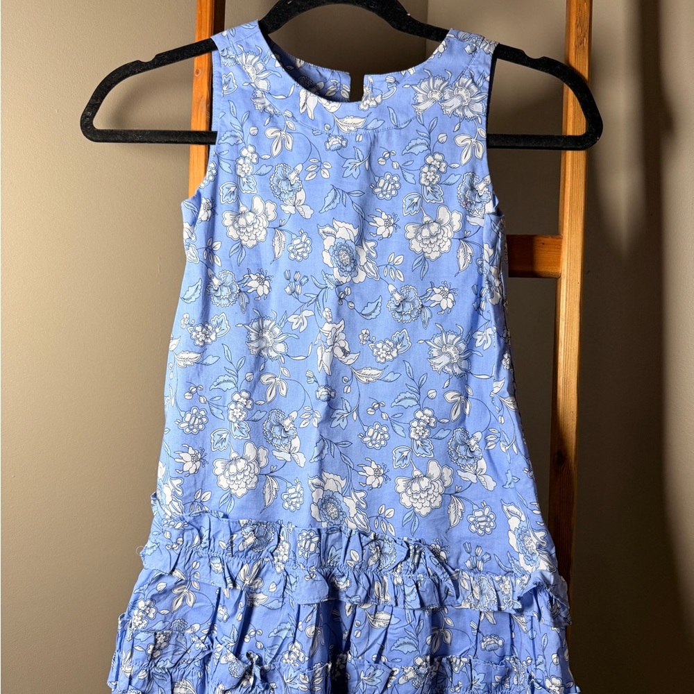 Janie and Jack Blue Floral Ruffle Hem Kids Dress